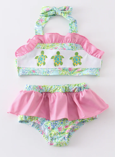 Turtle Embroidery Swim