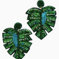 Green Palm Leaf Earrings