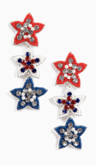 Red, White, & Blue Star Earrings