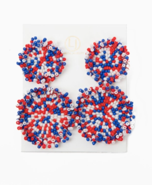 Red, White, & Blue Pom Pom Earrings