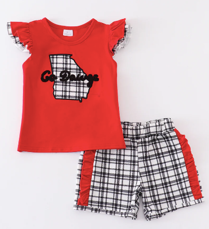 Red French Knot Girl Set