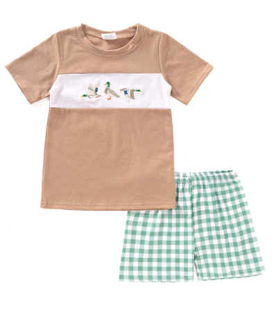 Duck Embroidery Short Set