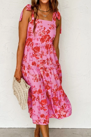 Floral Tie Shoulder Dress